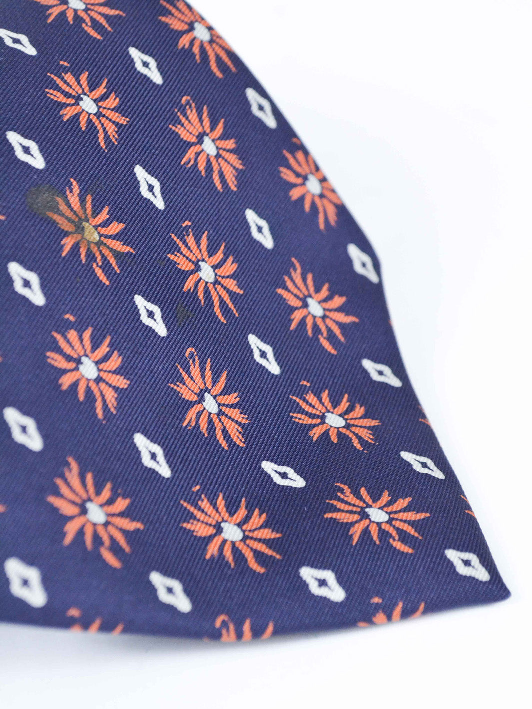 Y2K blue silk Herno tie with geometric pattern