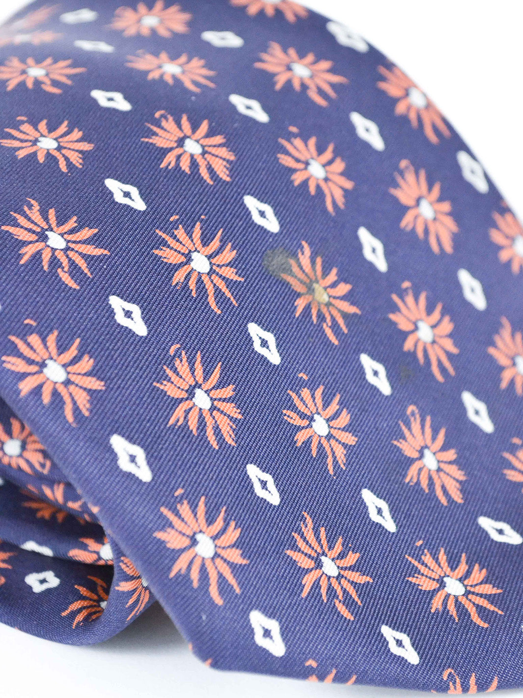 Y2K blue silk Herno tie with geometric pattern