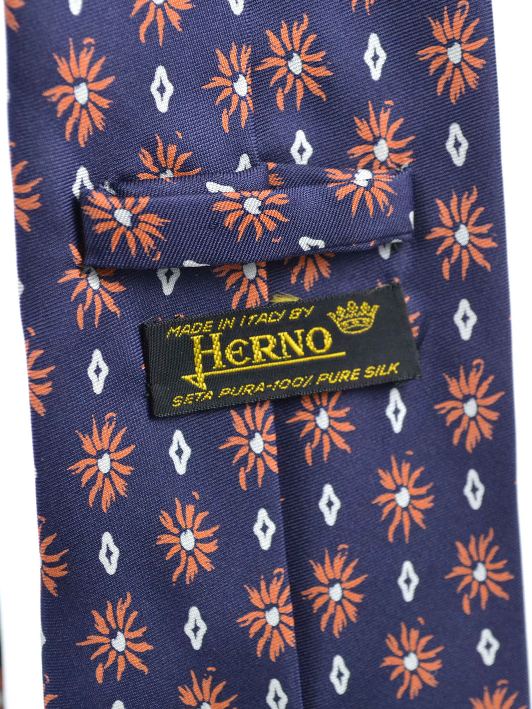 Y2K blue silk Herno tie with geometric pattern