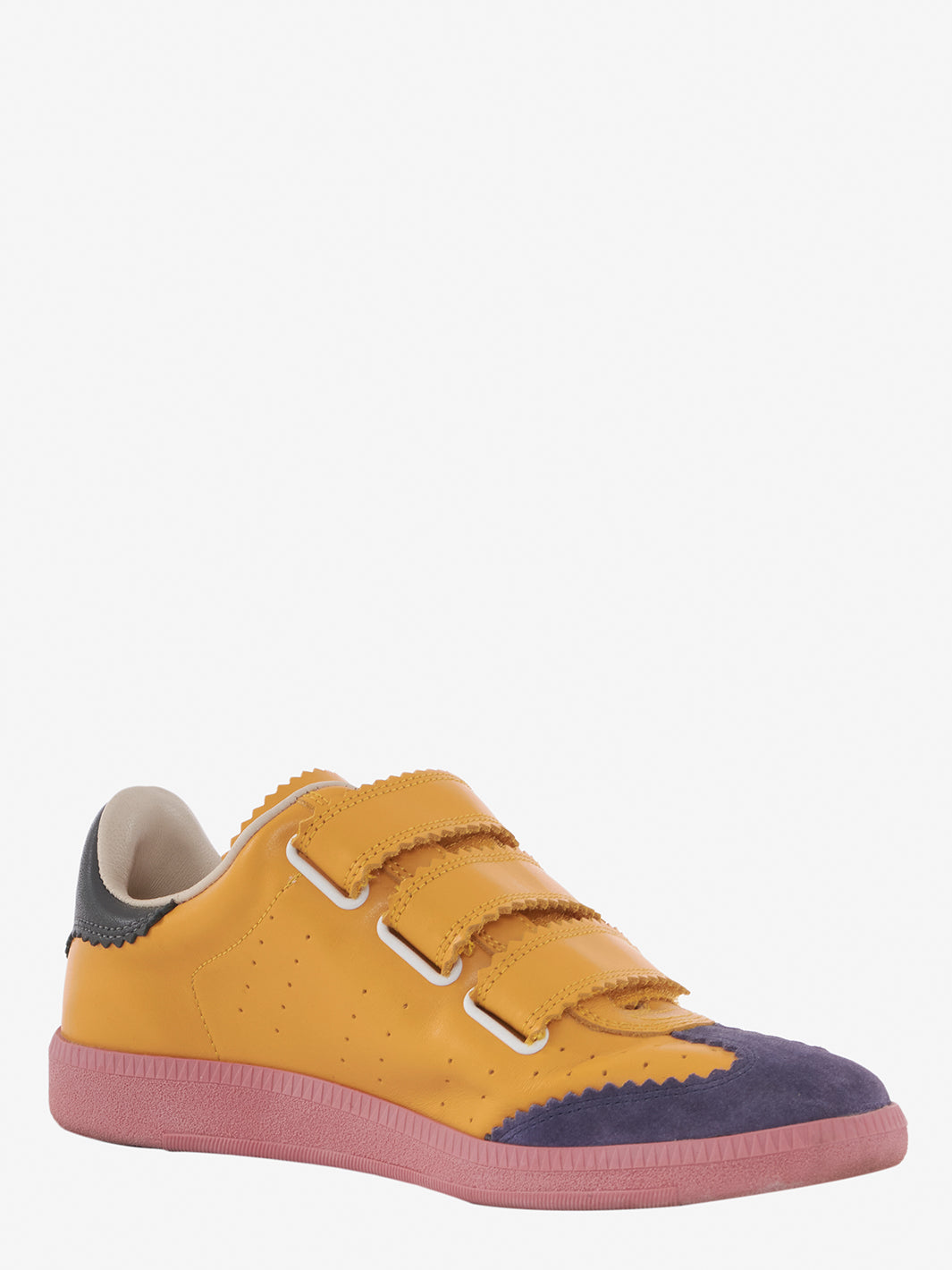 Sneakers Isabel Marant in pelle gialla con suola rosa