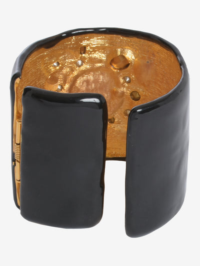 Kenneth Jay Lane Black Large Rigid Band Bracelet With Stones