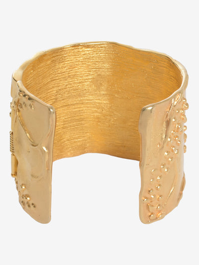 Kenneth Jay Lane Gold Large Rigid Band Bracelet With Rhinestones
