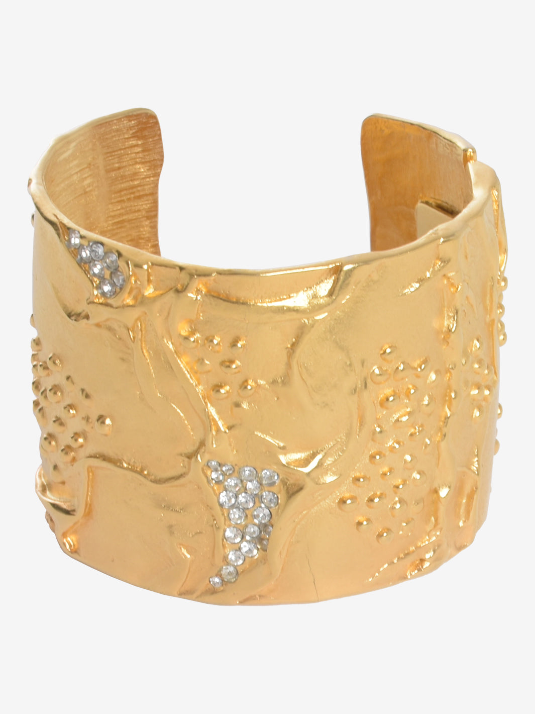 Kenneth Jay Lane Gold Large Rigid Band Bracelet With Rhinestones