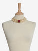 Kenneth Jay Lane Synthesis Pearl Necklace With Red Swarovski Rhinestones