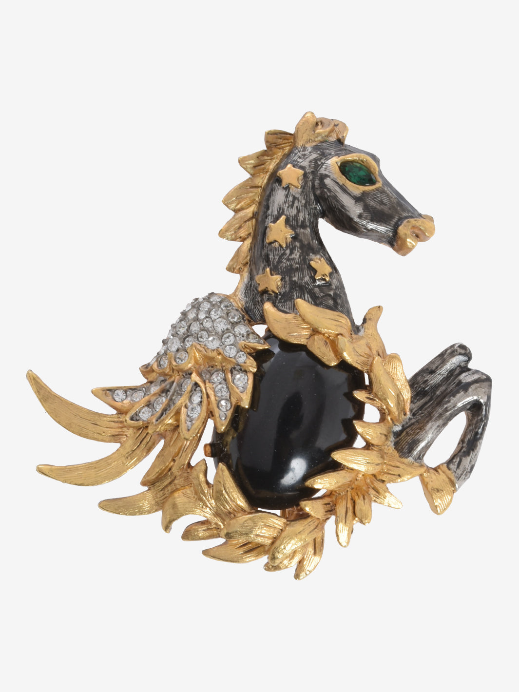 Kenneth Jay Lane Black Hippogryphus Brooch