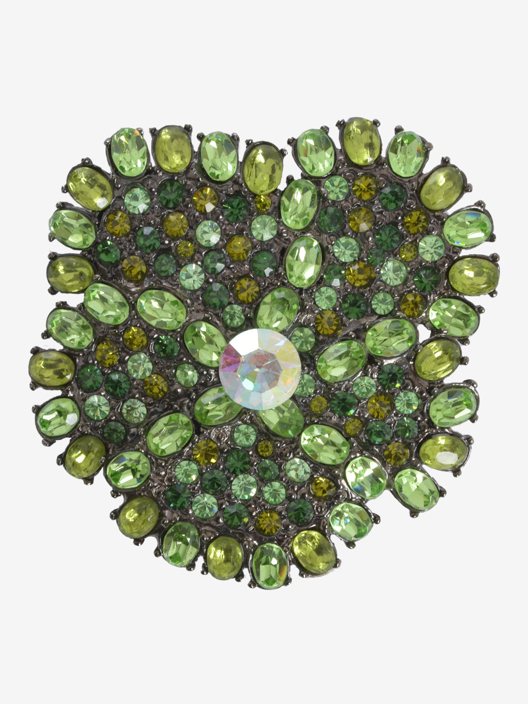 Kenneth Jay Lane Green Flower Rhinestones Brooch