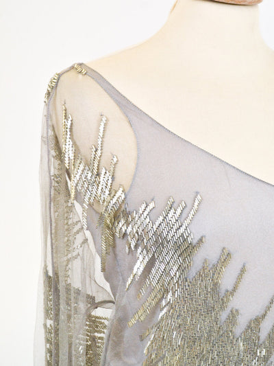 1990s Krizia evening gown with silver canette embellishment