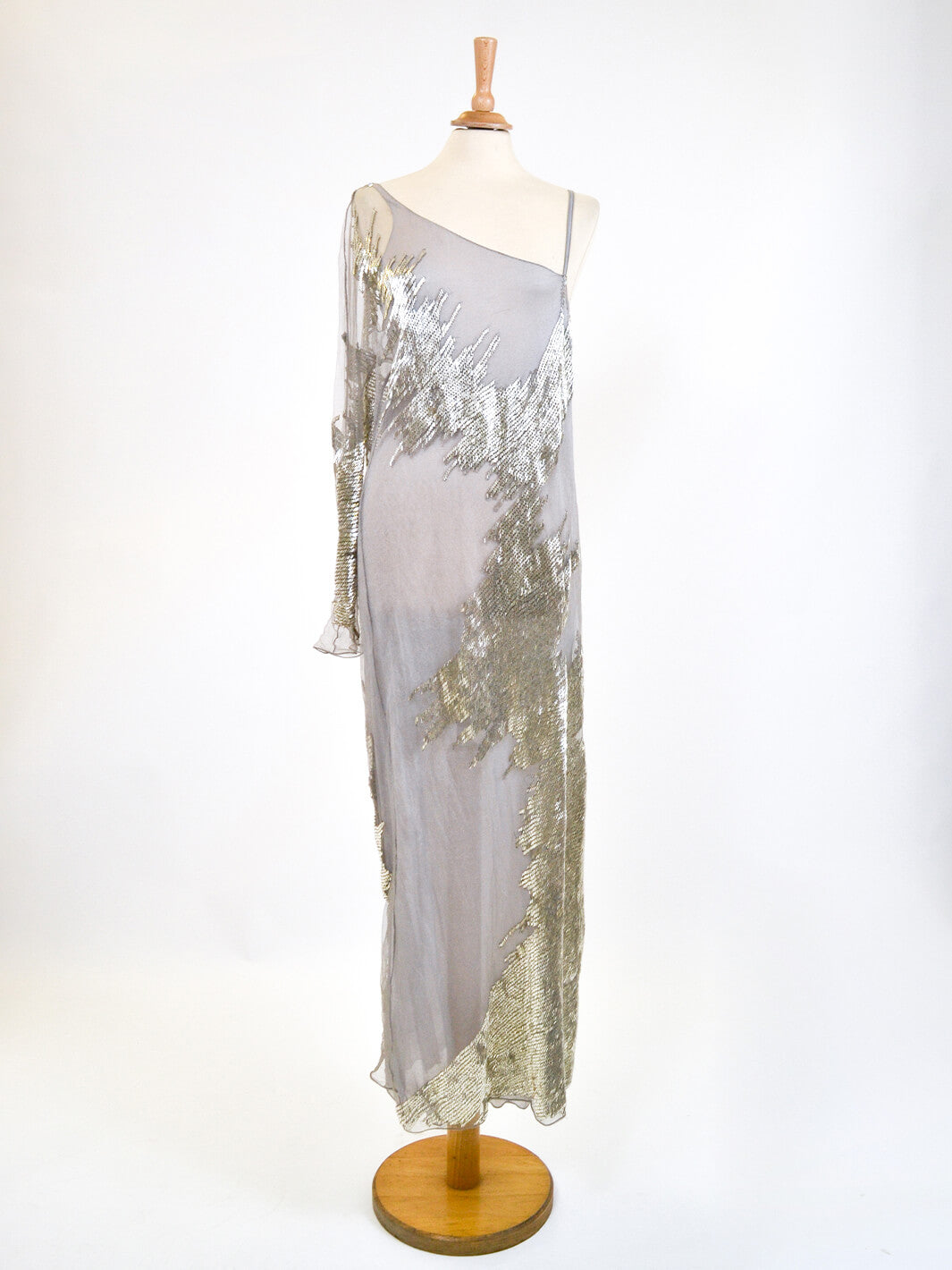 1990s Krizia evening gown with silver canette embellishment