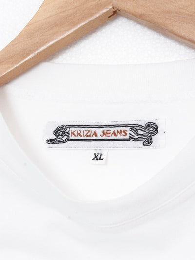 Krizia Jeans white T-shirt with panther embroidery, 00s