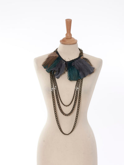 Y2K Lanvin necklace with feathers