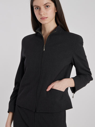 Y2K Ralph Lauren Petite women's suit in grey lightweight wool