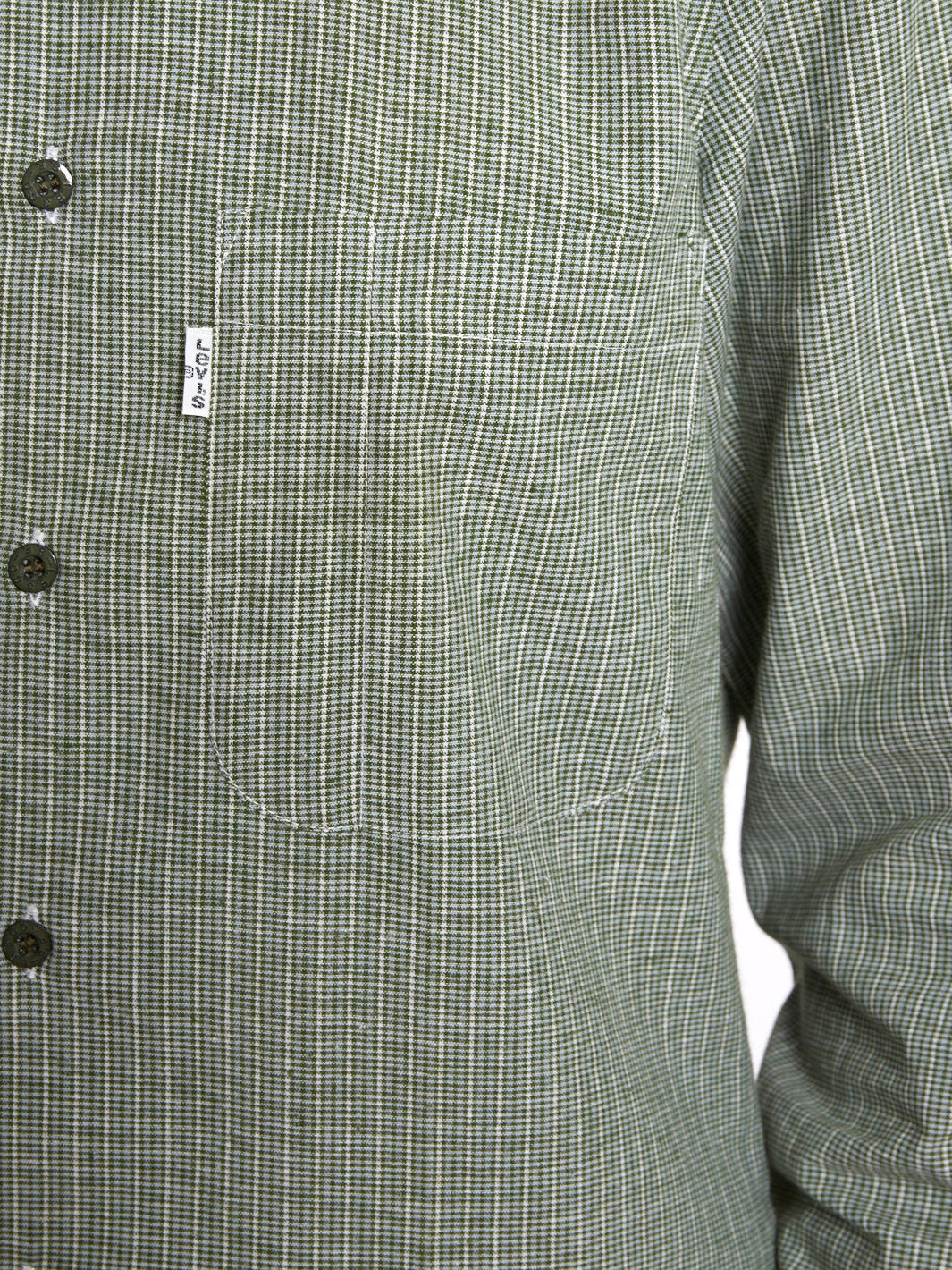 1970s Levi's button-down shirt in green and white melange