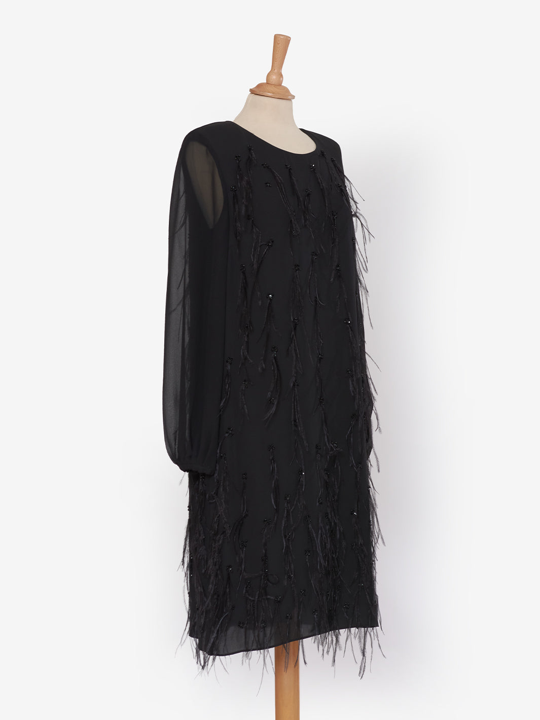 Max Mara black dress with feathers