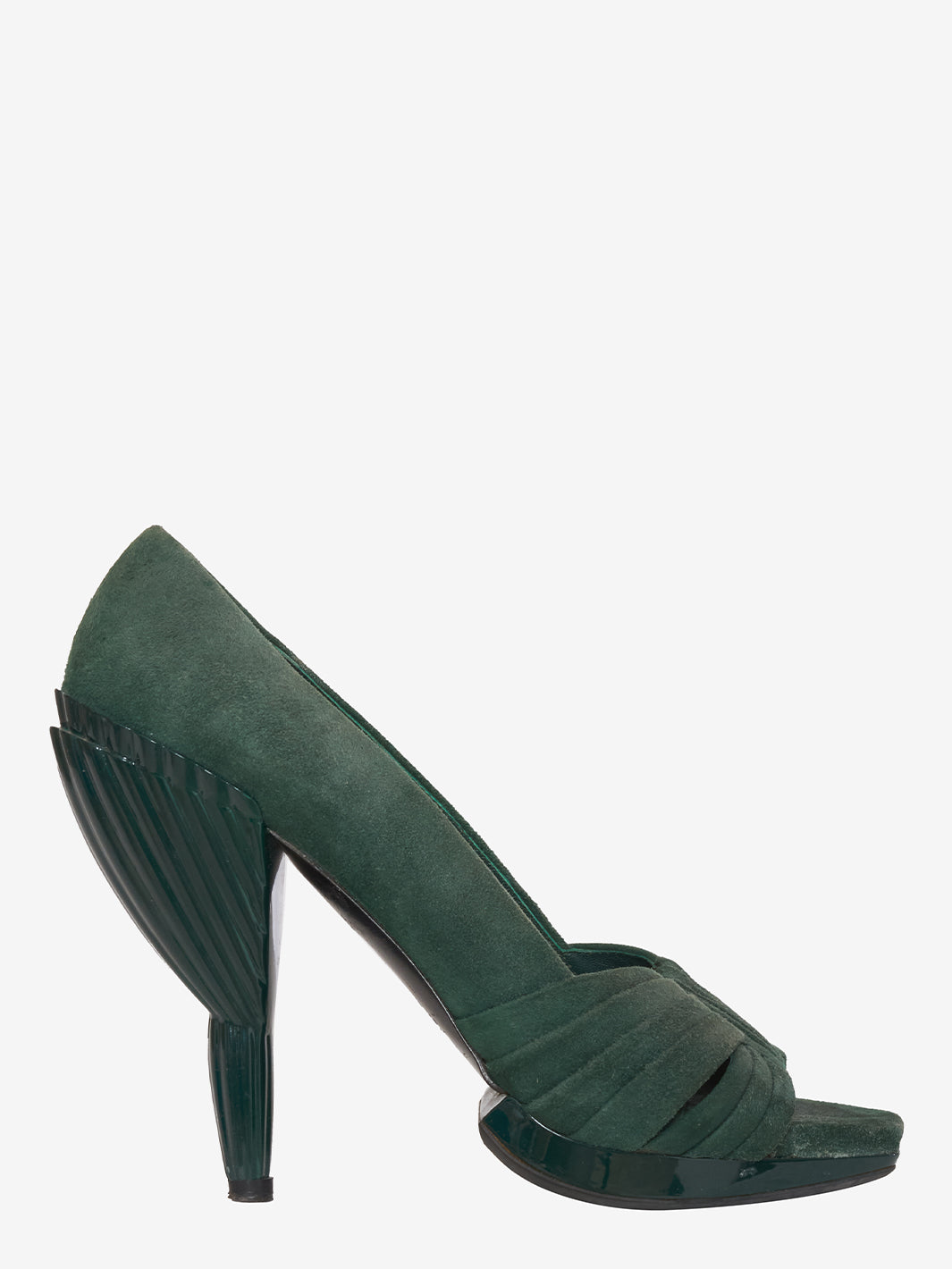 Miu Miu Open toe in green suede