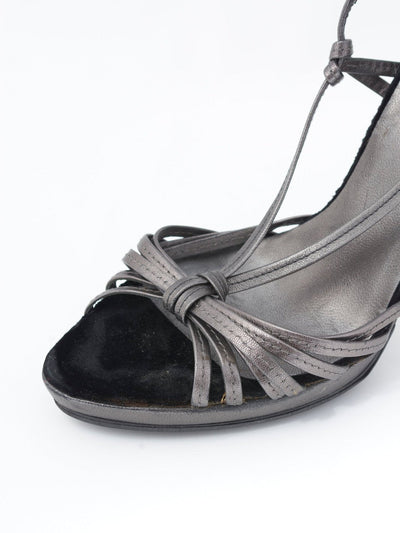 2010 Miu Miu grey sandals with jewelled heel