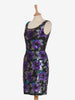 Nadine Mini dress with purple rose sequins and green leaves - '80s