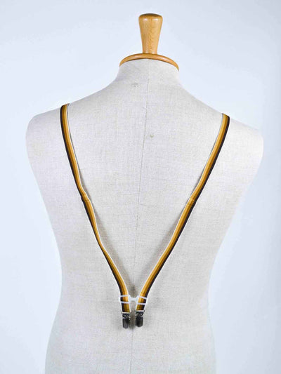 1970s striped thin suspenders in shades of brown