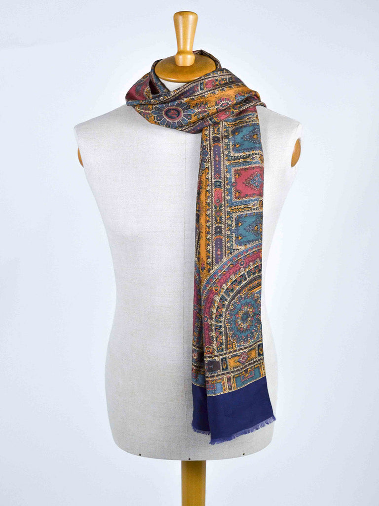 1970s silk scarf with oriental-inspired print