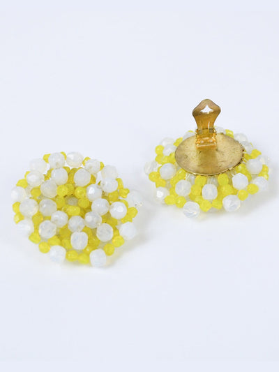 1980s clip earrings with yellow and white cristals
