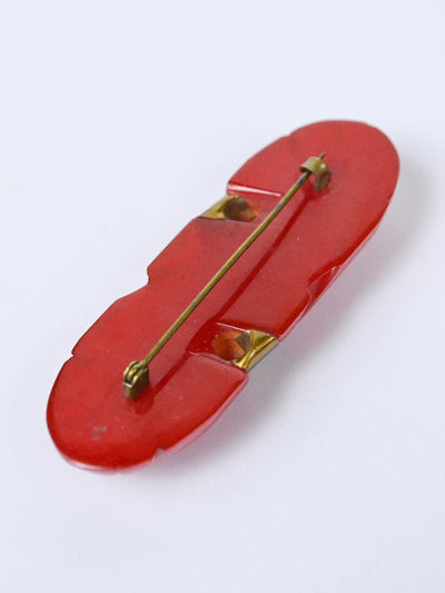 1950s red bakelite brooch