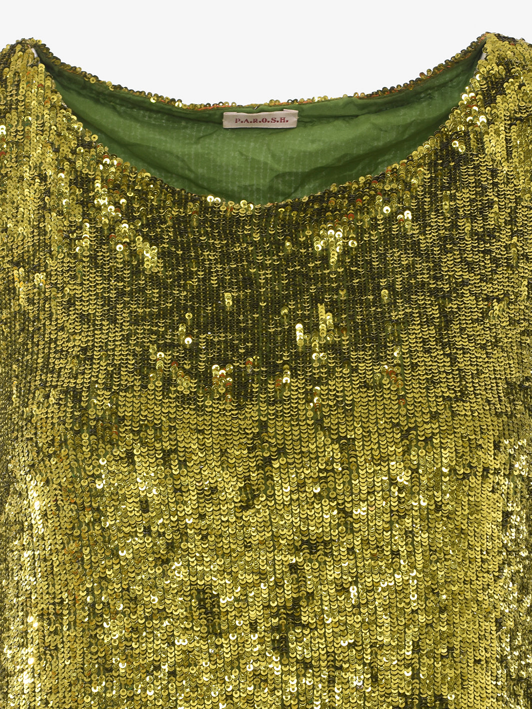 Parosh dress in light green sequins