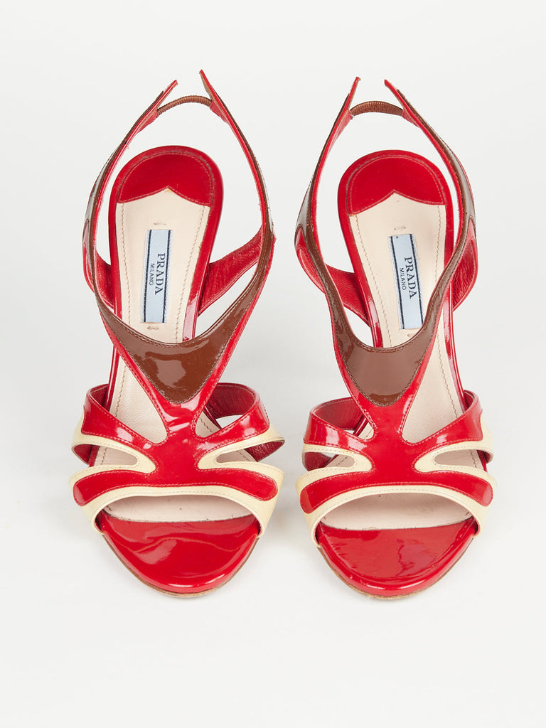 2010 Prada slingback Fiamma sandal in patent leather with heel