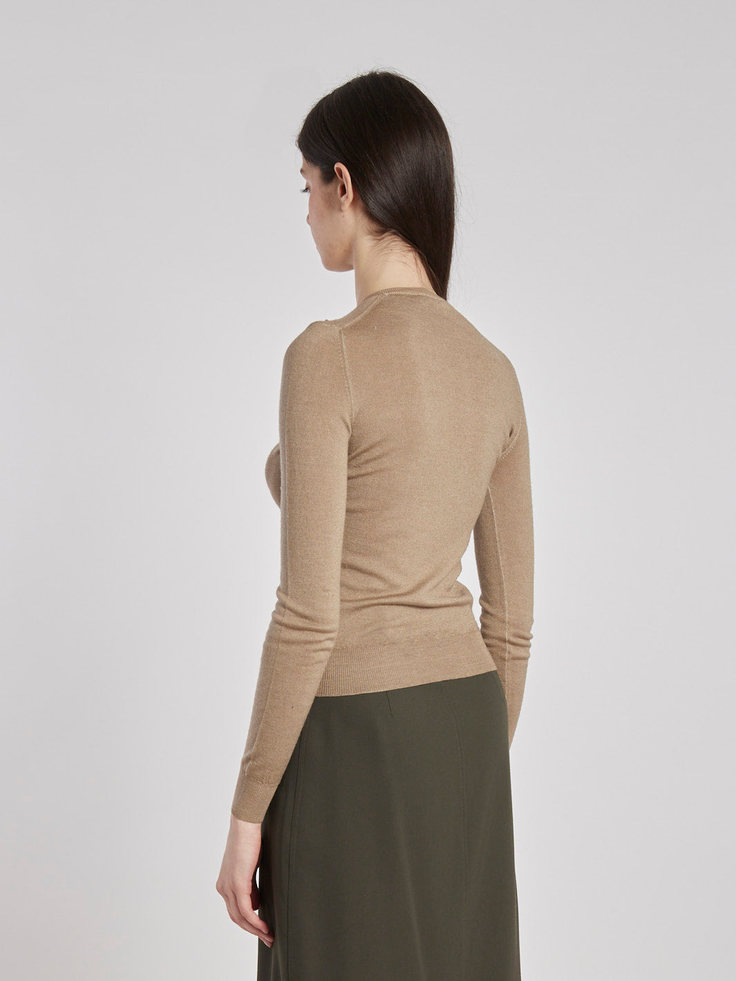 Y2K Prada taupe-coloured wool sweater with strass embroidery