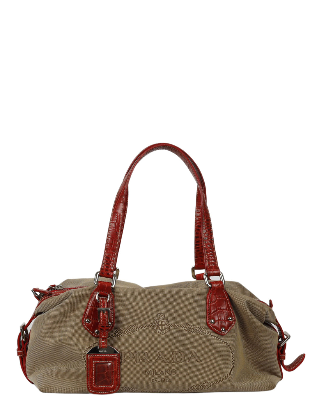 Borsa da bowling Prada in jacquard