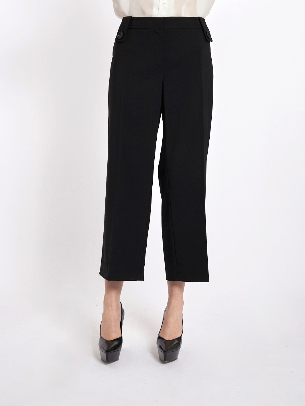 Y2K Prada black cropped woollen pants with buttons on the front