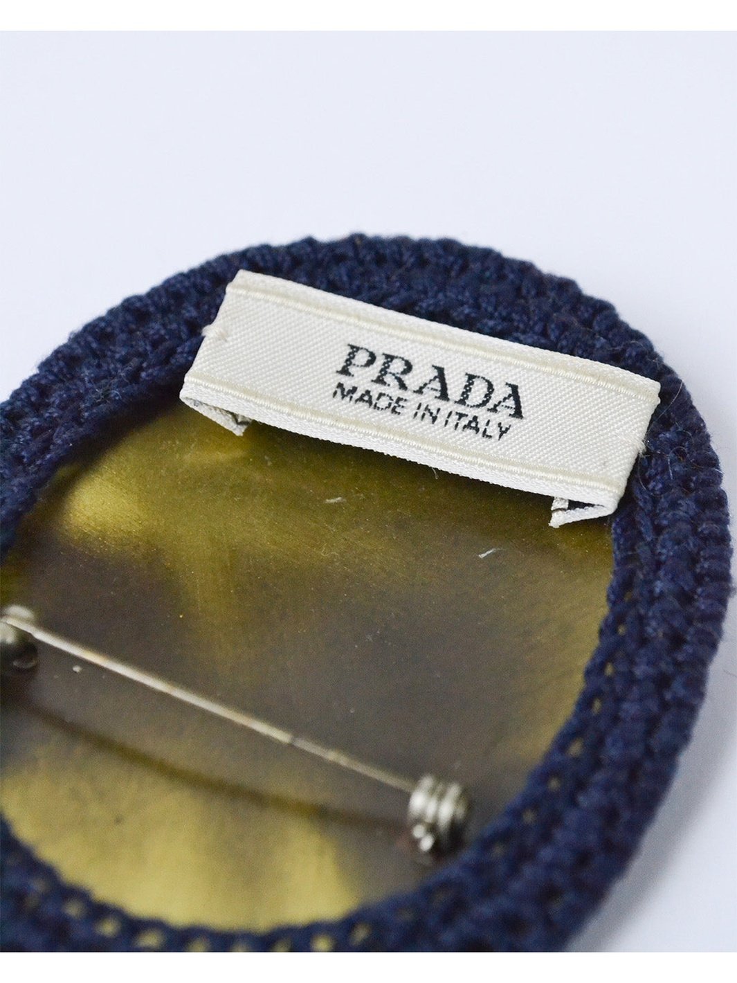 Y2K Prada brooch with crochet embroidery