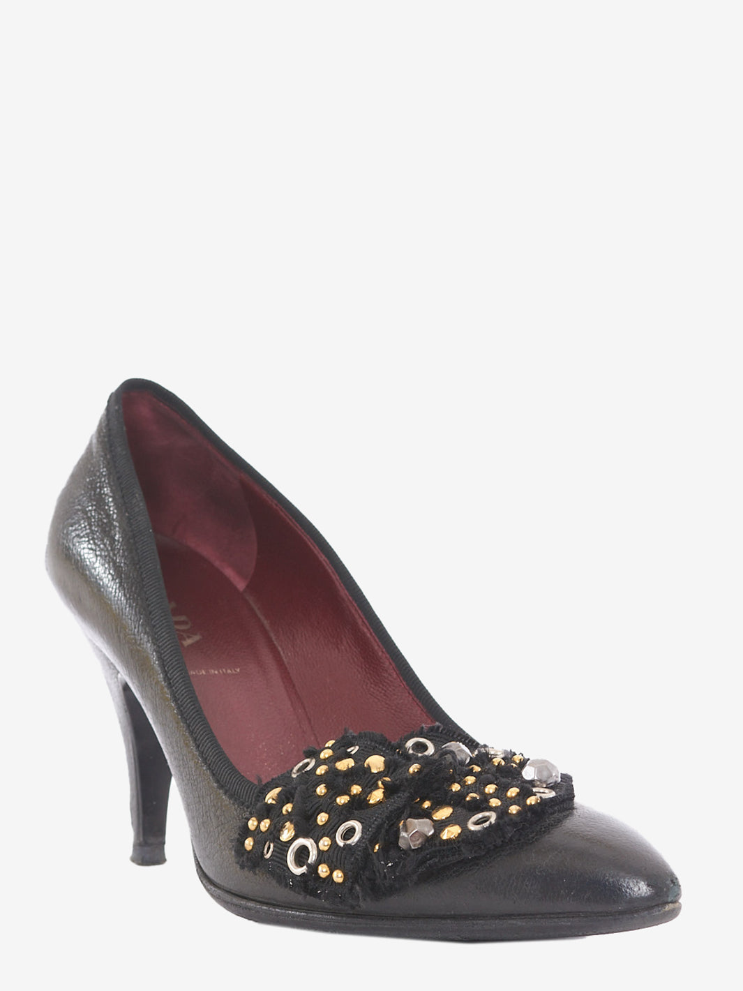 Prada shoe with black leather heel