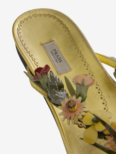Prada Flip-flops With Leather Floral Apllications