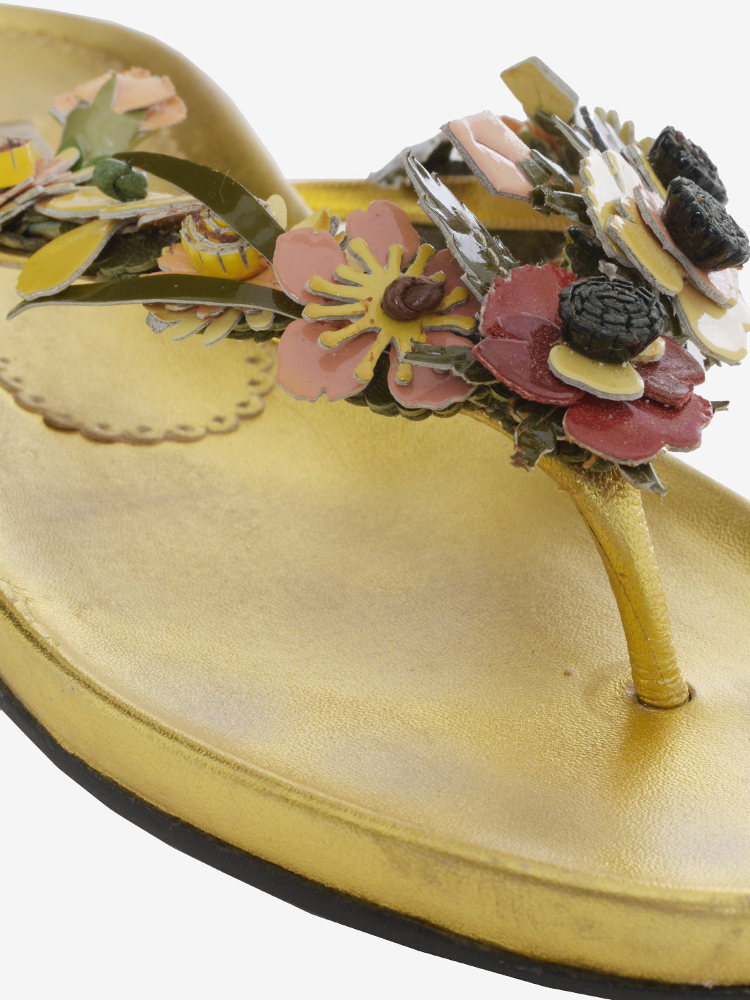 Prada Flip-flops With Leather Floral Apllications