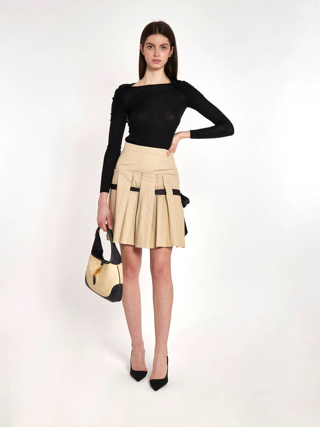 Y2K Red Valentino short pleated skirt in beige