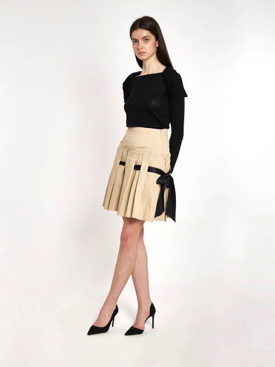 Y2K Red Valentino short pleated skirt in beige