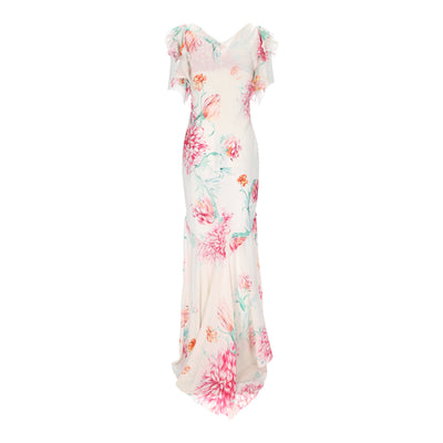 Roberto Cavalli Floral dress with flounced sleeves