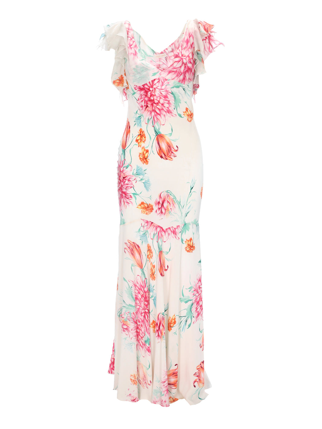 Roberto Cavalli Floral dress with flounced sleeves