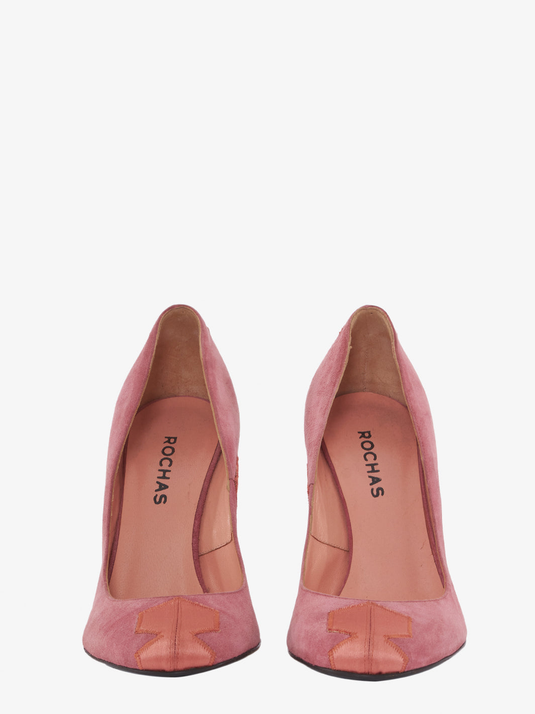 Rochas pink suede round toe heel shoe