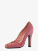 Rochas pink suede round toe heel shoe