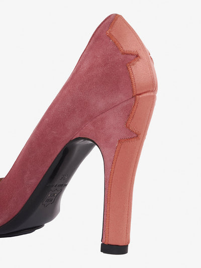 Rochas pink suede round toe heel shoe