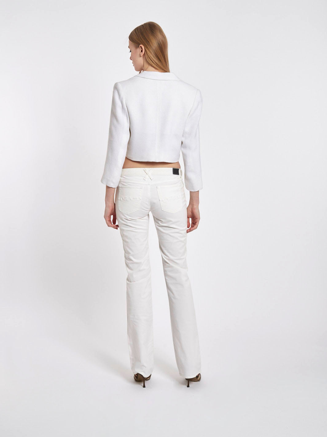 1980s Saint Laurent white cropped blazer