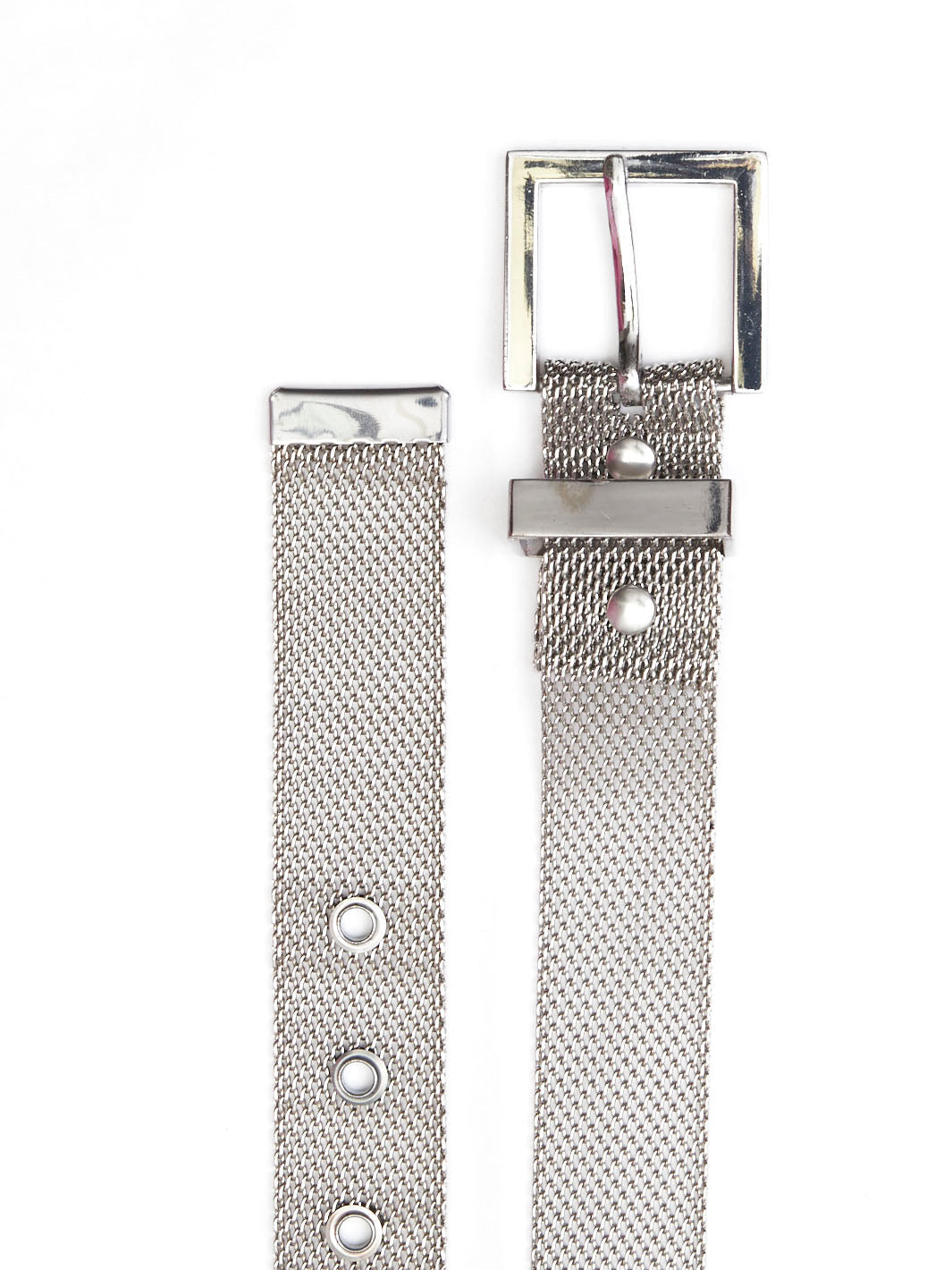 1990s Thierry Mugler silver metal mesh belt with buckle closure