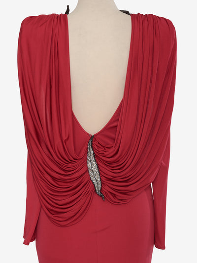 Valentino Boutique Dress with drape and silver leaf embroidery - '80s