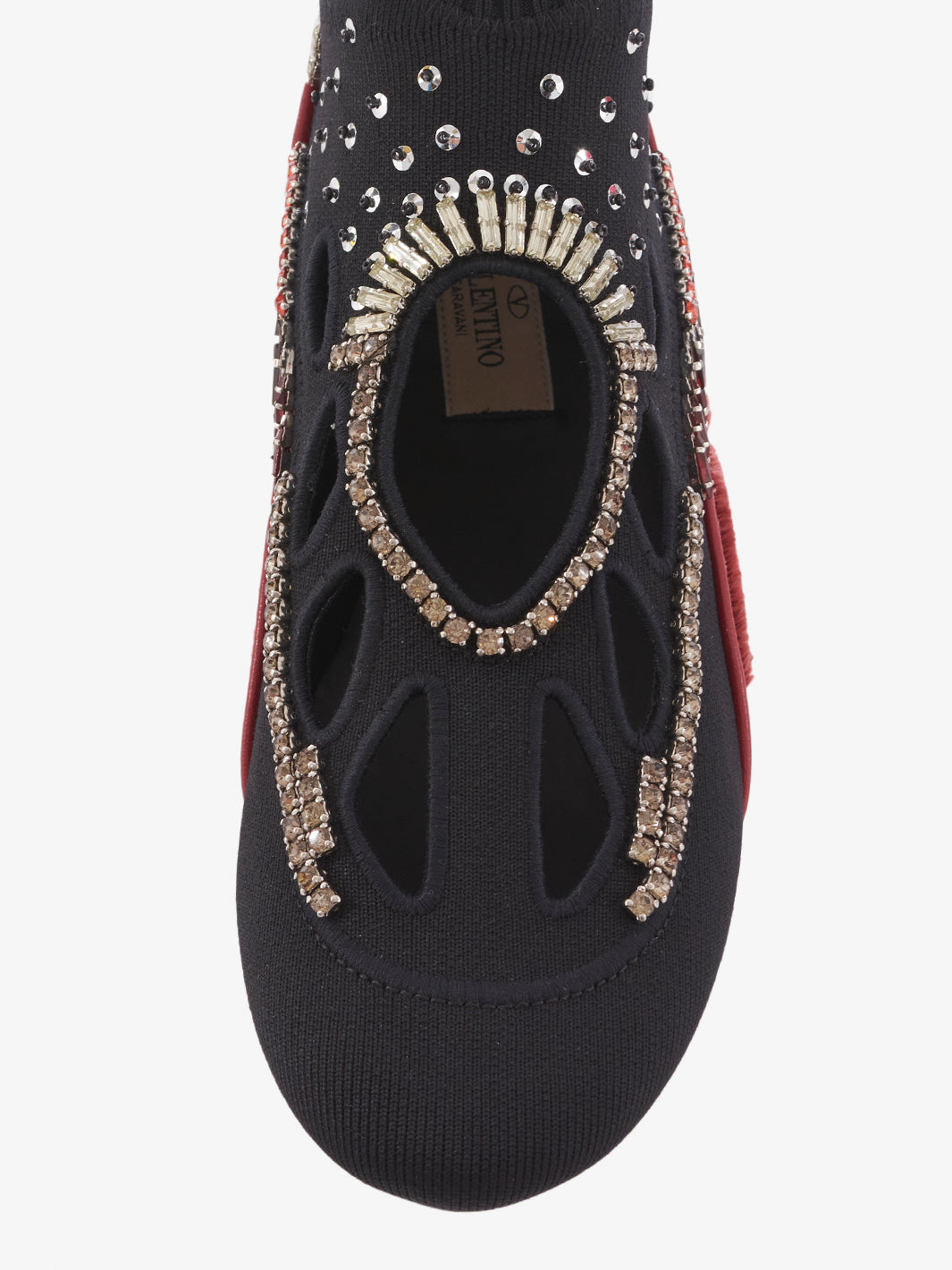 Valentino black stretch fabric perforated sock sneakers