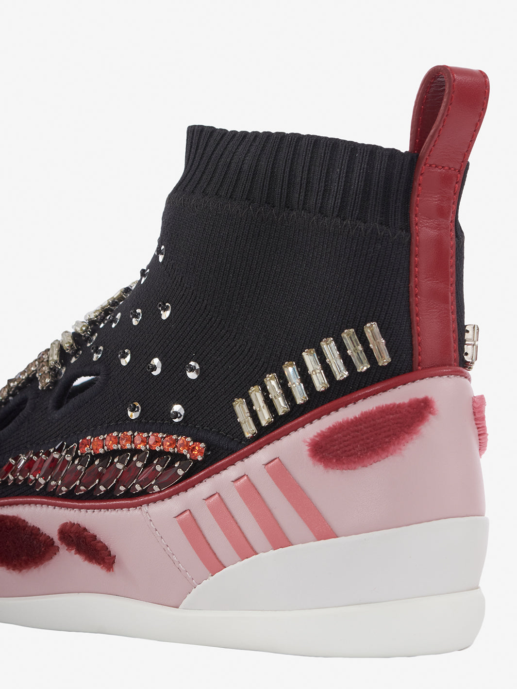 Valentino black stretch fabric perforated sock sneakers