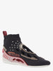 Valentino black stretch fabric perforated sock sneakers