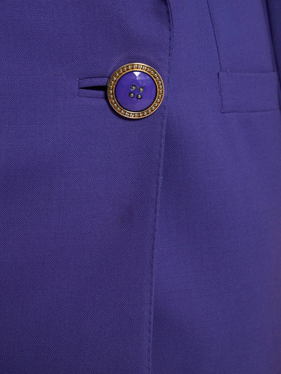 1980s Gianni Versace purple women suit in wool with large buttons