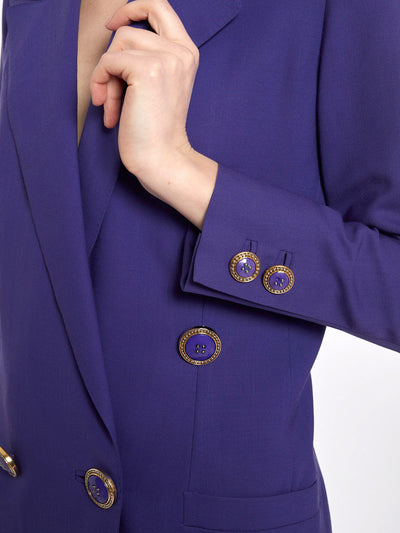 1980s Gianni Versace purple women suit in wool with large buttons