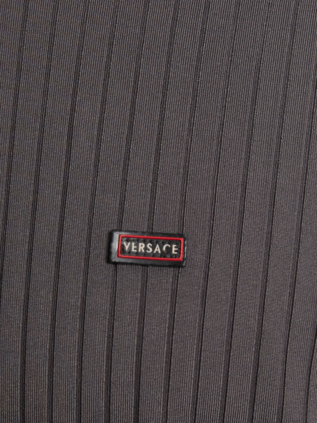 Y2K Versace grey T-shirt in technical fabric with V-neckline