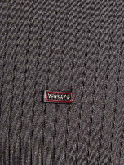 Y2K Versace grey T-shirt in technical fabric with V-neckline
